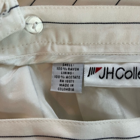 NWT Vintage JH Collectibles White Lined Rayon Skirt with Small Pin Stripe SZ 16 - Picture 6 of 12
